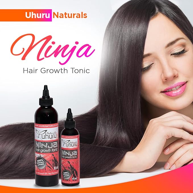 Uhuru Naturals Ninja (No Chebe Particles) Hair Growth Tonic (4 Ounce)