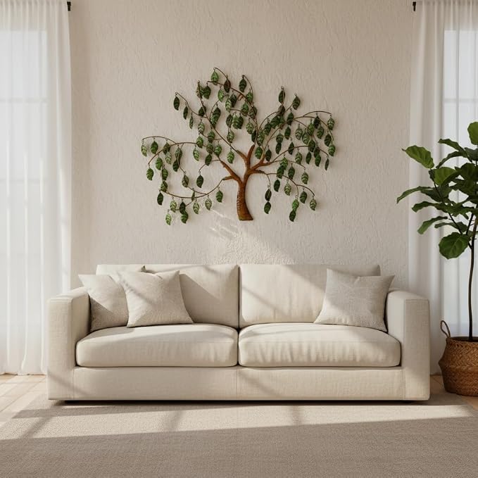 VEWOSTAR Leaf Metal Wall Art 22”W*27”H Tree of Life Wall Art for Room | Large Wall Art Home Decor Wall Sculptures Handcrafted Hangings Wall Decor for Indoor