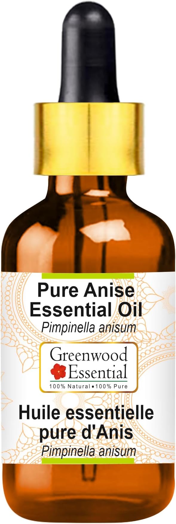 Greenwood Essential Anise Essential Oil (Pimpinella anisum) with Glass Dropper | Pure | Non-Sticky | Non-Greasy | Lightweight | Men & Women | All Skin Types | Steam Distilled 30ml (1 oz)