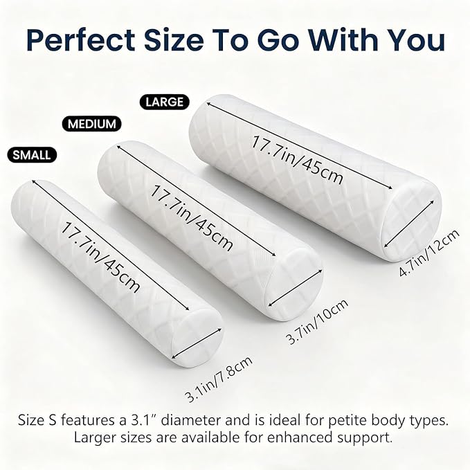 4.7" Neck roll Pillow,Small Round Circle Pillow Cylinder Pillows | Cervical Memory Foam Neck Support Pillows,for Sleeping,Head，Neck,Bed，Back,and Legs Round Neck Support and Yoga Pain Relief