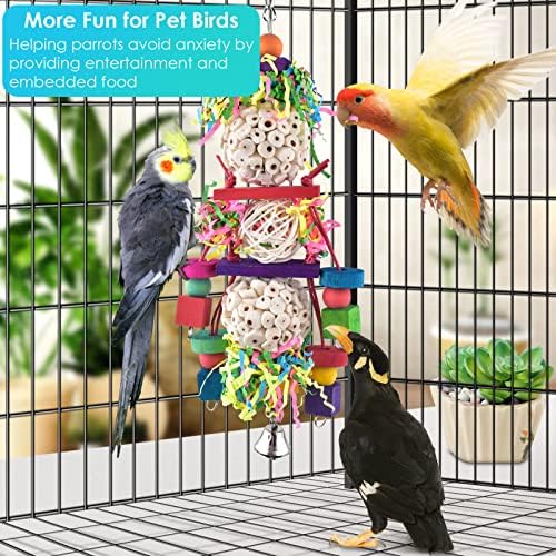 Bissap Foraging Shredder Bird Toy, Hanging Toys for Small Medium Parrot