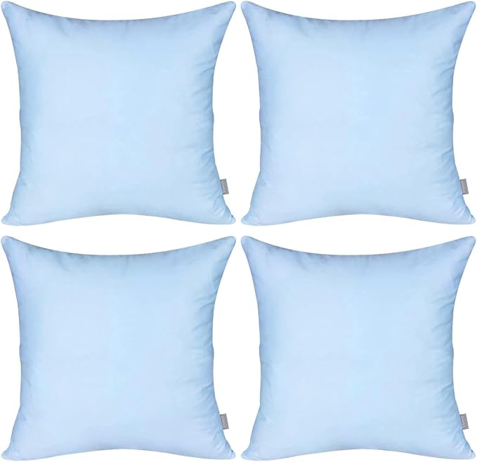 4-Pack 100% Cotton Comfortable Solid Decorative Throw Pillow Case,Thmyo Square Cushion Cover Pillowcase Sublimation Blank Pillow Covers DIY Throw Pillowcase for Sofa(18x18 inch/ 45x45cm,Light Blue)