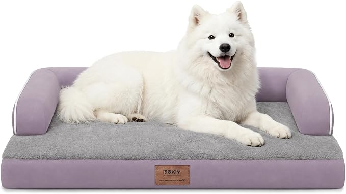 Orthopedic XL Dog Bed with Bolster for Extra Large Size Dogs | Pillow Support for Neck Relief, Egg Crate Foam, Skin-Friendly Surface, Waterproof Liner, Anti-Slip Bottom, 42 x 30 Inch