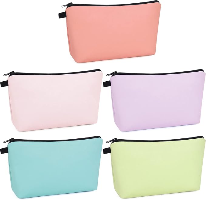 MAGEFY 5 PCS Makeup Bag Large Makeup Pouch Small Makeup Bags for Purse Travel Cosmetic bag for Women Solid Color