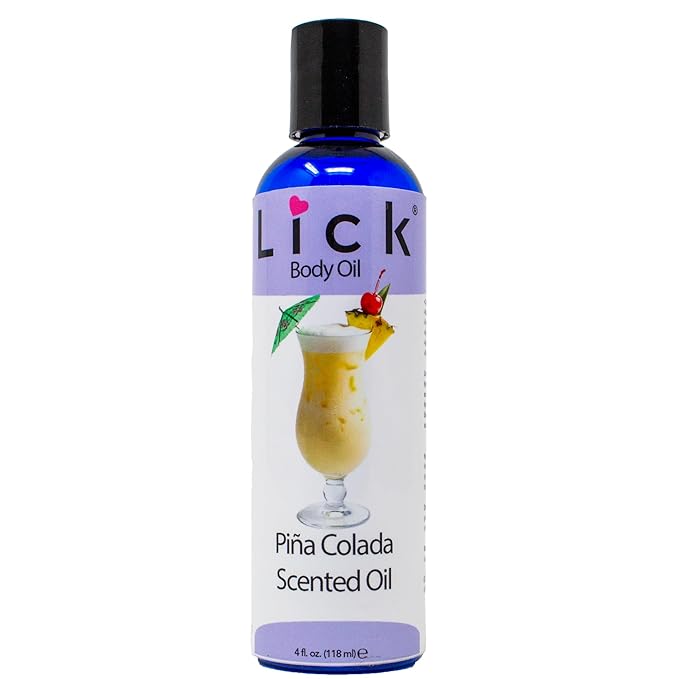 LICK Pina Colada Tropical Scented Body Oil for Daily Hydration – Lightweight Non-Greasy Formula with Almond Oil & Vitamin E – 4 oz