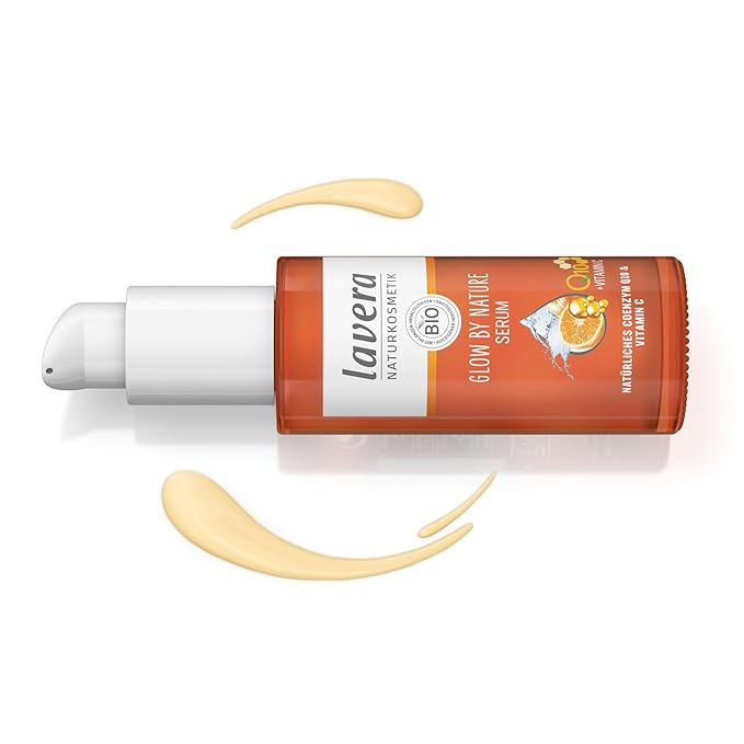 lavera Glow by Nature Serum - Face Serum with Q10 & Vitamin C for a Radiant Complexion - Moisturizing Facial Serum - Anti Wrinkle - PETA Certified - Vegan - Made in Germany - 1 Fl Oz