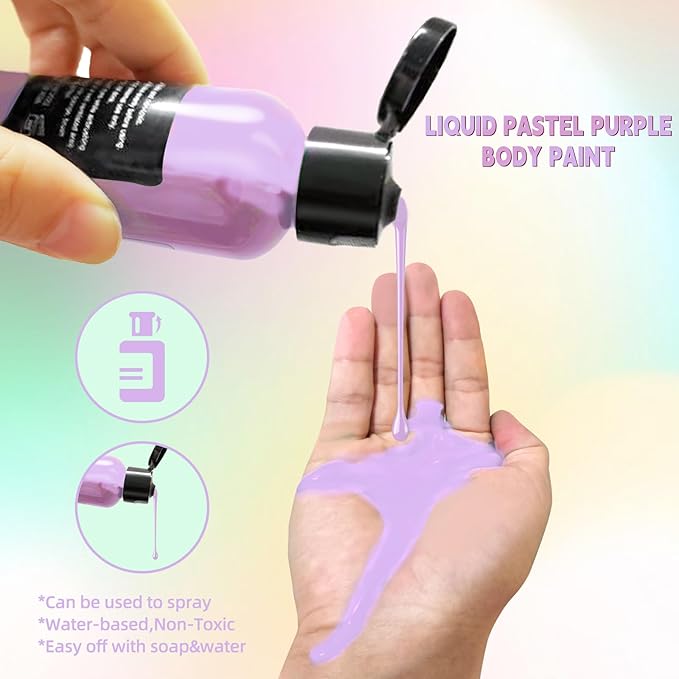 Go Ho Pastel Purple Face Body Paint(2.1 oz),Pastel Purple Makeup Water Based Face Paint and Body Paint for Airbrush Makeup Special FX, Cosplay, and Halloween Make up