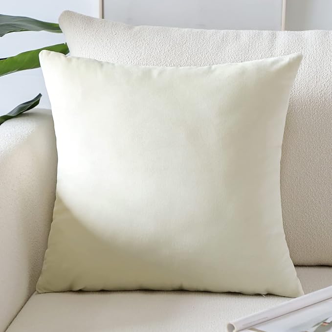Artscope Luxury Velvet Pillow Covers Super Soft Decorative Square Throw Pillow Covers Case Cushion Covers for Sofa Couch Bedroom Car Decor 16x16 Inch Cream White