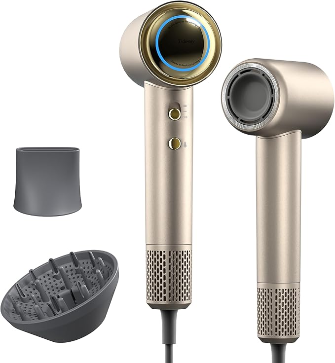Tideway Hair Dryer Professional High-Speed Ionic Blow Dryer 110,000 RPM, Compact Hair Dryer with Magnetic Diffuser, Fast Drying with Brushless Motor Low Noise Smart Temperature Control-H11
