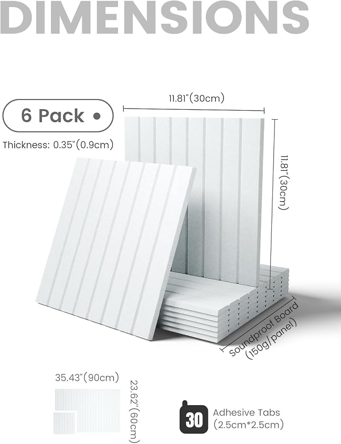 Fluxynara 36" x 24" Large Felt Bulletin Board, Cold White | 6 Pack Cork Board Alternative with 30 Safe Adhesive Tabs, Pin Boards for Wall Decor, Home, Office, Classroom,Dorm