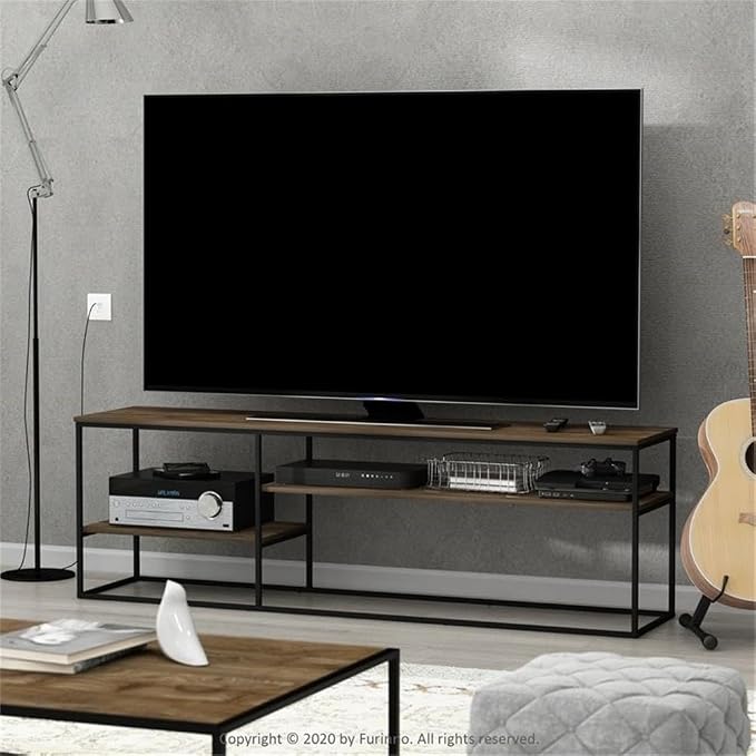 Furinno Moretti Modern Wide Stackable Metal Shelf, French Oak Grey
