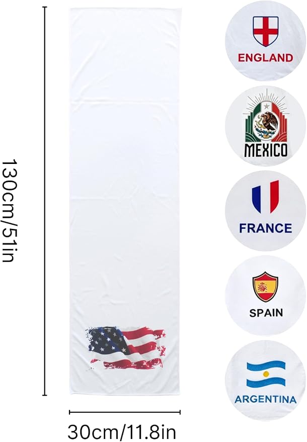 Cooling Towels for Neck and Face, 2-Pack Sports Cooling Towels for Hot Weather, World Cup 2026 England, Microfiber Cooling Towel Instant Cool Ultra Soft Lightweight for Baseball Soccer Gym Yoga Golf