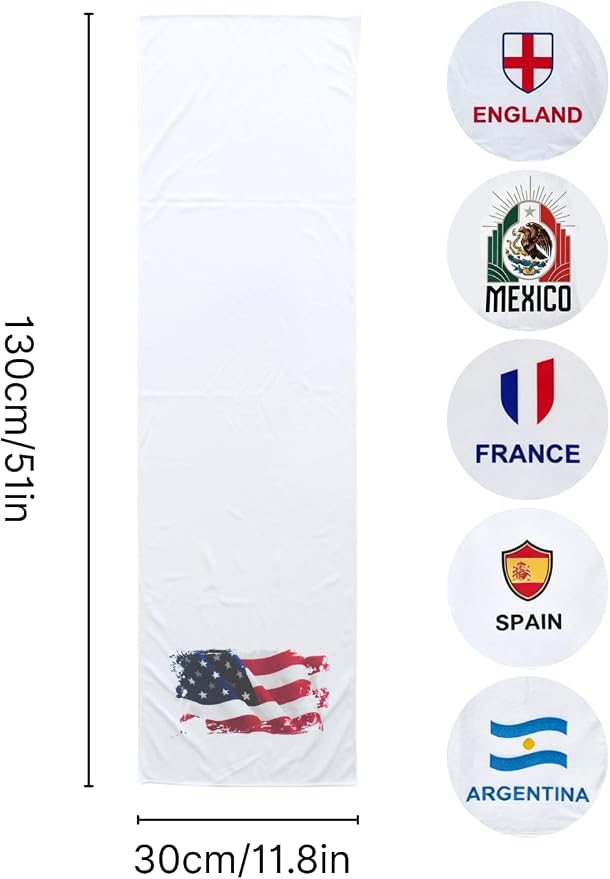 Cooling Towels for Neck and Face, 2-Pack Sports Cooling Towels for Hot Weather, World Cup 2026 Spain, Microfiber Cooling Towel Instant Cool Ultra Soft Lightweight for Baseball Soccer Gym Yoga Golf