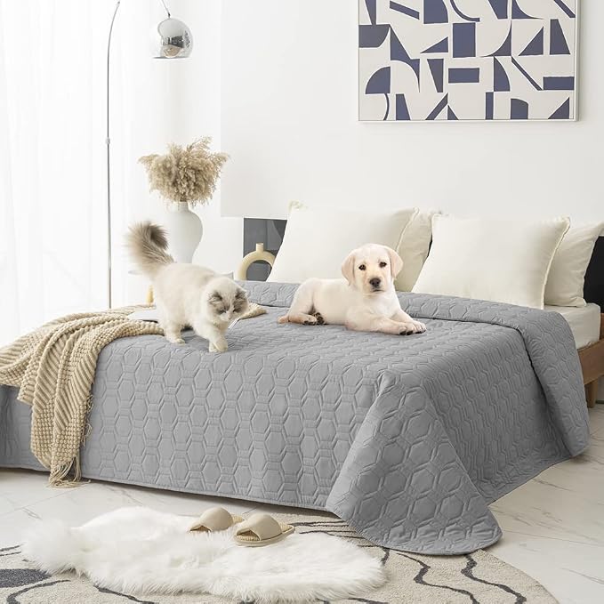 Tcksstex Waterproof and Anti-Slip Dog Bed Cover and Pet Blanket Sofa Pet Bed Mat ，car Incontinence Mattress Protectors Furniture Couch Cover for Most Cats Dogs, Pets（82x82- Light Grey）