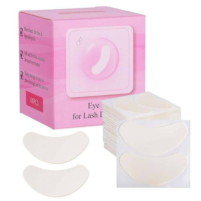 100 PCS Foam Eye Pads for Lash Extensions, 2.76" Under Eye Pads for Eyelash Extensions, Micro-foam Lash Pads Lint Free, Stick Well, No Tape Needed, Hypoallergenic, Waterproof
