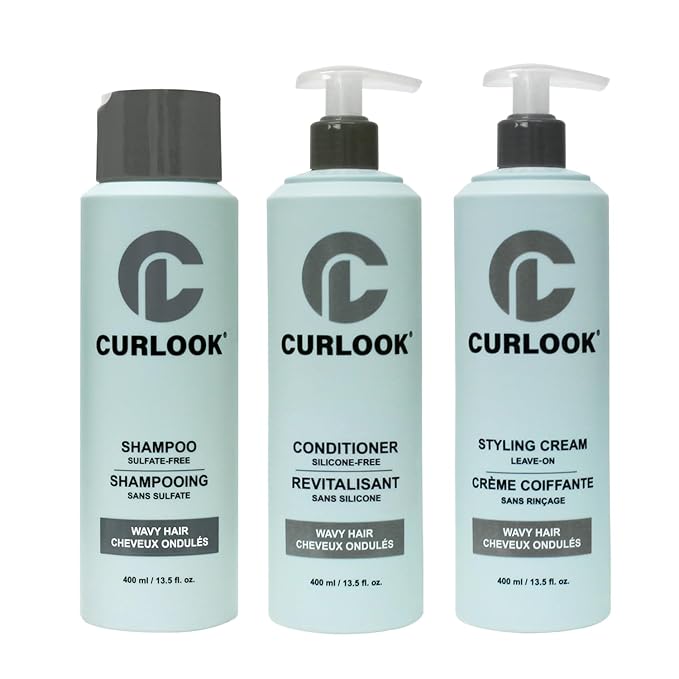 Wavy Hair Bundle | Shampoo, Conditioner & Leave-In Styling Cream Set | Sulfate-Free, Silicone-Free | Pack of 3-400ml (13.5 oz) Each Bottle | Made in Canada