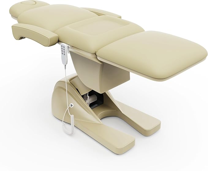 Dolonm 3 Motor Electric Chair, Hand Remote Controlled Adjustable, Hydraulic System for Medical Treatment Exam, Facial, Spa, Eyelash, Tattoo, Podiatry Treatment Beauty Massage - Beige Gray