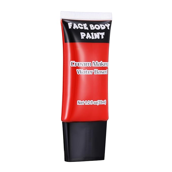CCbeauty Red Face Paint, Cream Face Painting Kit, Professional Water Based Body Paint, Full Coverage Foundation Makeup, Halloween SFX Makeup For Clown Joker Mime Devil Spider Pennywise Vampire Costume
