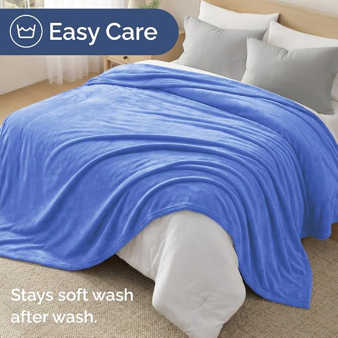 Fleece Blanket Kids Size - Ultra-Soft Flannel Fleece Blanket - Vista Blue | Soft, Warm, Outdoor Picnic Blanket for Camping, Travel, Lightweight, Cozy, Anti-Static, Home Decor Gifts for Men & Women