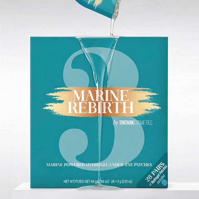 Tintark Marine Rebirth 3 Hydrogel Under Eye Patches (28 Pairs), Deep Sea Youth Revitalizing Mask with Peptide Complex & Pearl Ferment - Firming & Anti-Aging Treatment for All Skin Types