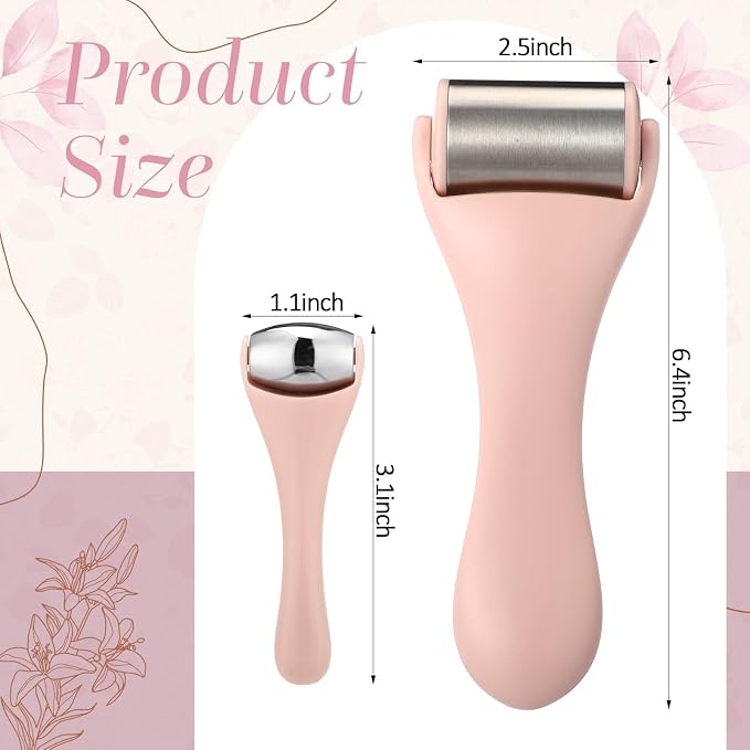 Tondiamo 2 Pcs Muscle Roller Gift Fascia Stick Cellulite Face Muscle Body Massage Roller Massage Tool for Relief Neck Arm Back Leg Body Deep Release(Pink,Metal)