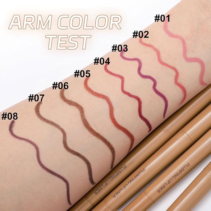Fire Brick Red Matte Lip Liner Pencil, Plump Lip Liners Long-Lasting Creamy Formula, With Silicone Smudger for Define Contours & Sculpting Lip, Waterproof Non-Staining Crayon Lip Liner 04#