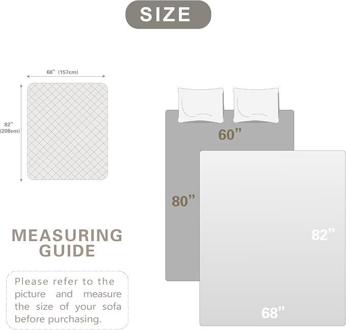 Waterproof Dog Bed Cover, Dog Pad Soft Plush Pet Blanket with Anti-Slip Back for Bed Couch Sofa, Furniture Protector for Small, Medium and Large Dogs and Cats (Light Gray, 68"x82")