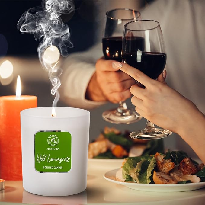 Soywax Lemongrass Candle - Aromatherapy - Up to 45 Hours Burn Time - Glass Candle Gift