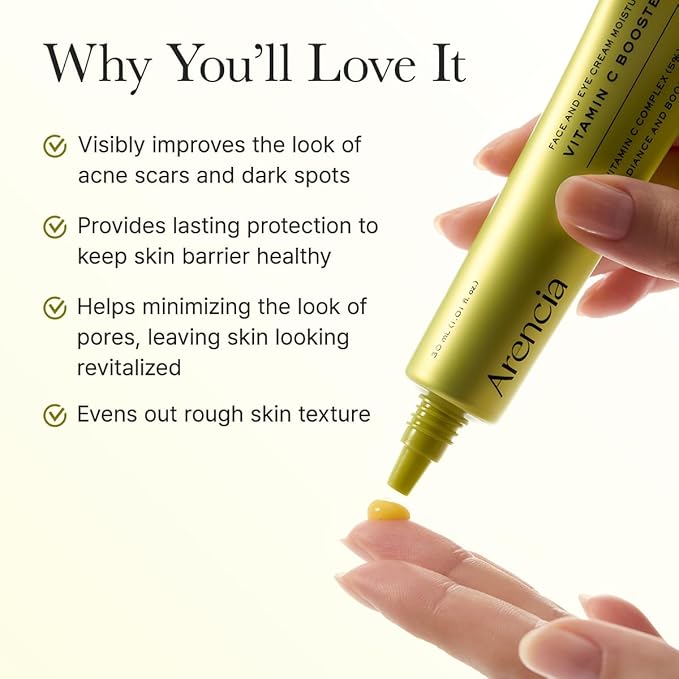 Arencia Vitamin C Booster Shot Serum with Glutathione, Niacinamide and Vitamin E for Dark Spot Care, Fine Lines & Wrinkles, Glass Skin, Korean Skincare 30ml/1.01 fl.oz (Pack of 2)