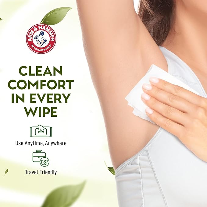 Arm and Hammer 3 Pack Face and Body Wipes for Adults - Deodorant Towelettes 90 Sheets for Women - Shower Wipes for Traveling, Camping, Gym, and Bathing - Alcohol-Free Face Sheets (Simply Fresh)