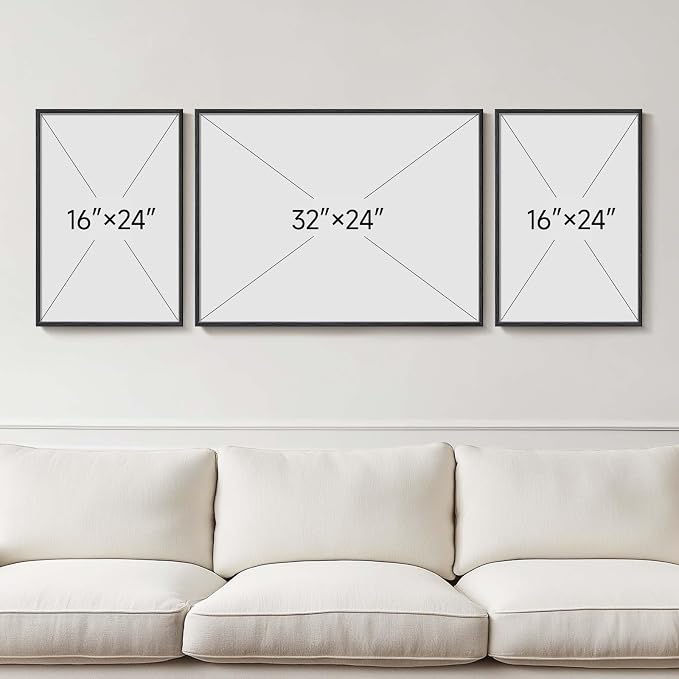 Large Framed Modern Luxury Large Wall Art for Living Room, Set of 3 Bright Style Abstract Paintings Artwork for Walls, Contemporary Big Art Prints Pictures for Hallway Bedroom Dining Room Office Wall Decor