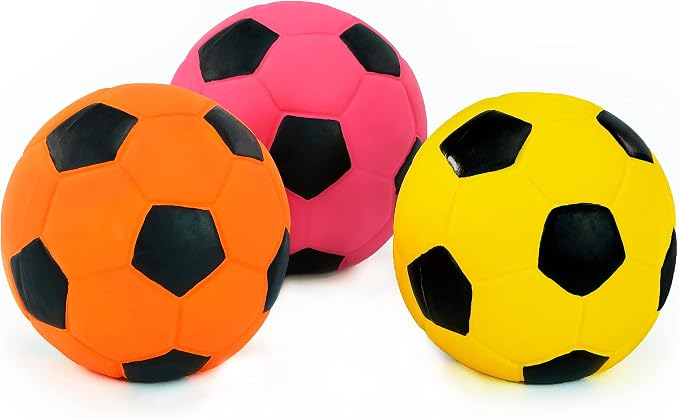 CHIWAVA 3PCS 2.7'' Squeak Latex Dog Toy Football Fetch Ball for Medium Dogs