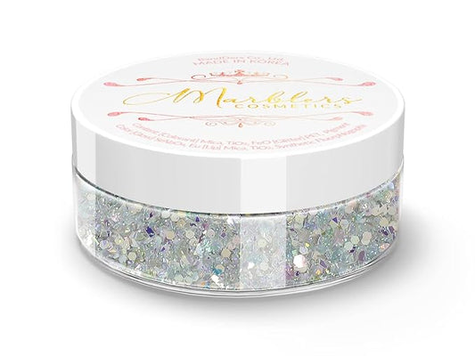 MARBLERS Mixed Shaped Face & Body Glitter [Silver] 0.18oz (5g) | Chunky | Chopped | Flake | Non-Toxic | Vegan | Cruelty-Free | Festival, Rave & Party Makeup | Eye, Hair, Nail Polish, Eyeshadow