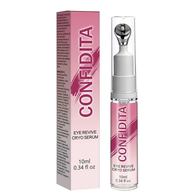 CONFIDITA Eye Revive Cryo Serum – Cooling Anti-Aging Eye Treatment with Metal Massage Tip to Reduce Wrinkles, Dark Circles & Puffiness, 10ml