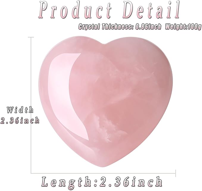 MAIBAOTA 60 mm Rose Quartz Crystals Heart Stone Valentines Anniversary Day Gifts for Her Women Crystal Gifts for Women Natural Reiki Gemstone Polished Heart Shaped Rocks Meditation