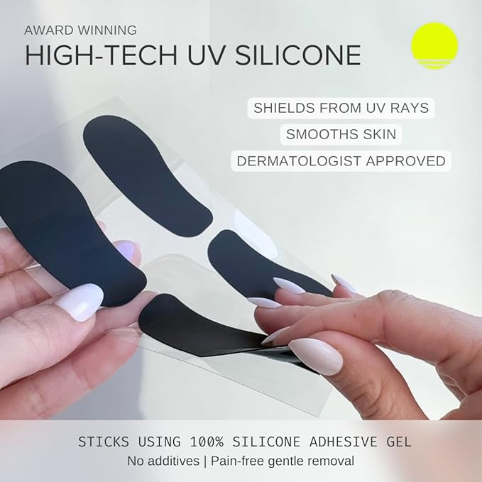 Sun Patch, Hypoallergenic Sun-Screen Under Eye Patches, 100% Silicone UPF-50 UV Protection, Reusable, 1 Pack/4 Pairs, Black