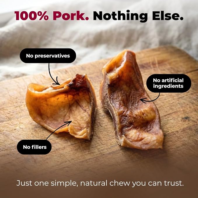 Best Pet Supplies GigaBite Half Cut Pig Ears for Dogs - 20 Count | Single Ingredient, All Natural, Supports Dental Health, Perfect for Training, Slow Roasted Chews