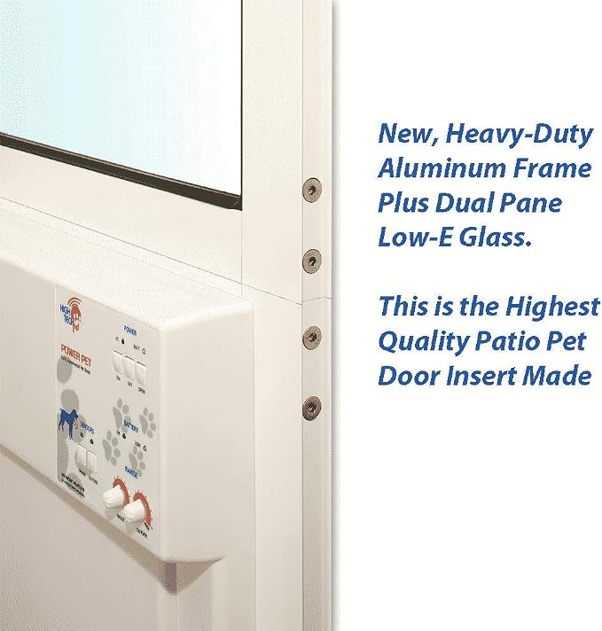 Power Pet Automatic Sliding Glass Patio Pet Door by High Tech Pet - Pet Operated Dog Door, Heavy-Duty Aluminum Frame (75" - 80 1/4"), High Security, Air Tight, for Large Dogs 30-100 lbs., Easy Install