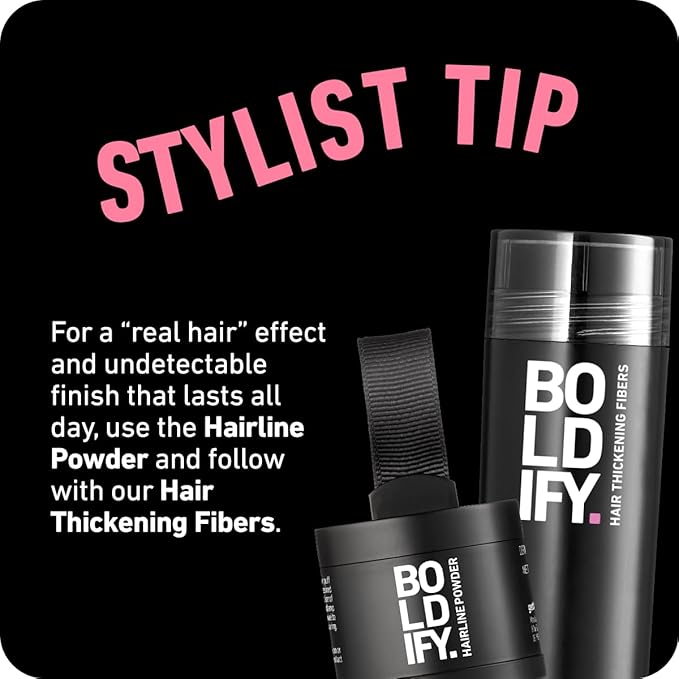 BOLDIFY Hairline Powder (LARGE, 10g) - Root Touch Up Hair Color for Gray Coverage - Bald Spot Concealing Hair Powder for Women & Men - 24-Hour Stain-Proof - Dark Gray