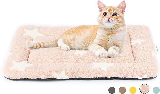 Mora Pets Cat Beds for Indoor Cats Washable Cat Mat Bed Flat Dog Crate Pad | Ultra Soft Cat Bed for Carrier, Puppy Crate Pad for Dog Cages Cozy Sleeping Liner, Small Cat Pillow Cushion Anti Slip 22 x 13