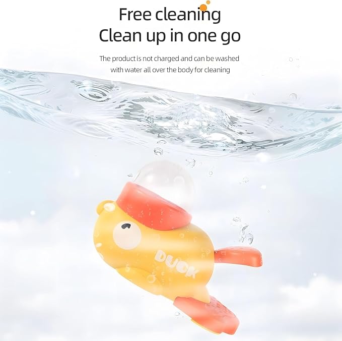 Interactive Dog Treat Dispenser Toy, Duck Shape Puzzle Feeder with Press Button and Rotating Design, Yellow and Orange, Slow Feeding Game for Dogs and Cats