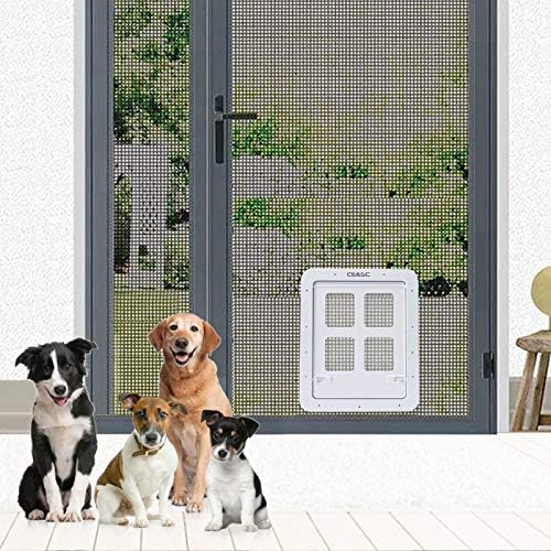 CEESC Dog Screen Door - Lockable Pet Door (14.56" x 16.92", Large, White)