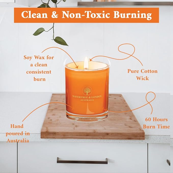 Luxury Summer Spritz Soy Wax Candle - Hand Poured in Australia, 11.66 oz Glass Jar Fancy Candle, Strong Scented, Non-Toxic, Long Lasting 60 Hour Burn, Refreshing Natural Citrus Candle Gift