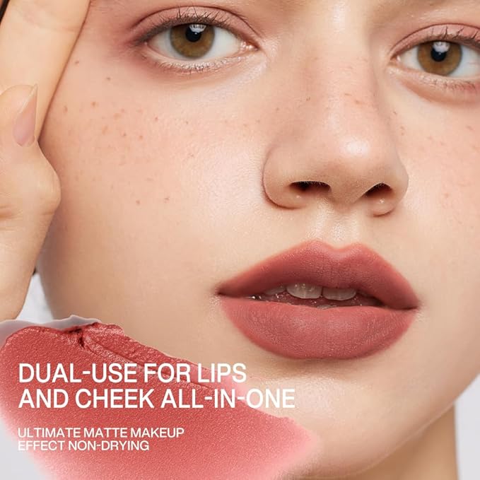 INTO YOU Velvet Matte Finish Lip Stain, Super Stay Lip Stain Long Lasting Waterproof, Lip Tint, Lip Mud Soft Lightweight, Smooth Lip Clay Mousse, Dual-Use For Lips And Cheek, Red Lipstick, W1