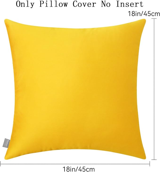 Thmyo 4-Pack 100% Cotton Comfortable Solid Decorative Throw Pillow Cases Square Cushion Covers Sublimation Blank DIY Throw Pillowcase (Only Pillow Covers No Inserts)(18x18 inch/45x45cm,Yellow)