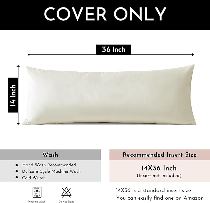 Artscope Luxury Velvet Lumbar Pillow Cover Super Soft Decorative Rectangle Throw Pillow Covers Case Cushion Covers for Sofa Couch Bedroom Car Decor 14x36 Inch Cream White