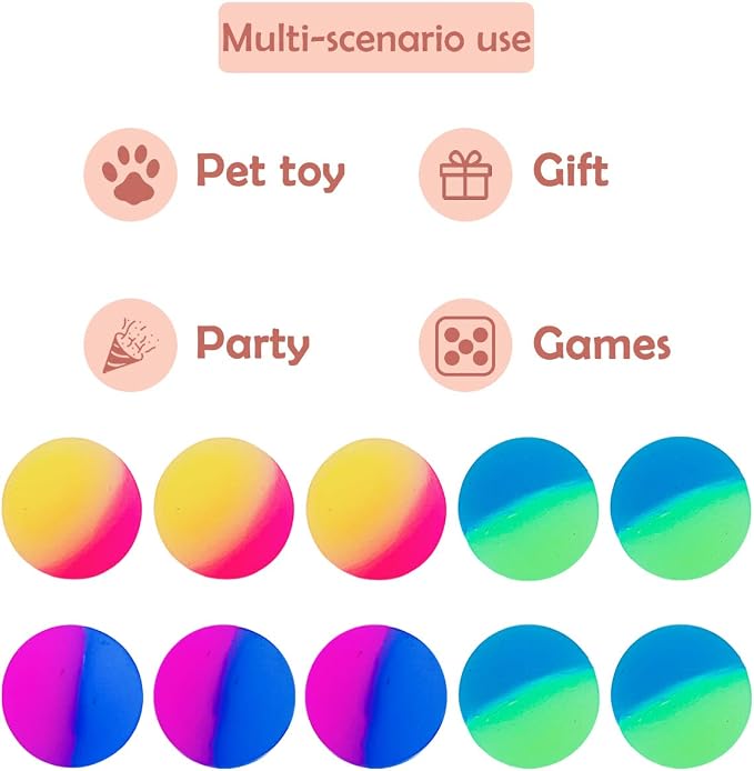 PET SHOW 20 Pack Cat Toys Bouncy Balls 1.2inch for Indoor Cats Kitten