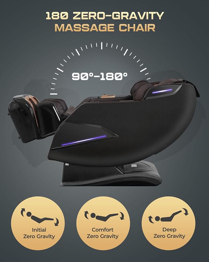 4D Massage Chairs Full Body,Zero Gravity SL-Track Shiatsu Massage Chair Recliner,Core Heating,20 Massage Techniques,Deep Yoga Stretch,Foot Rollers, Ai Voice,Touch Screen,Wireless Charging