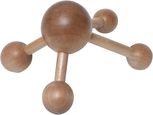 Wooden Handheld Massager, 4 Ball Rollers, Trigger Point Muscle Roller | Acupressure rolling for improved circulation, Complementing yoga or wellness routines, Bedroom, Living room