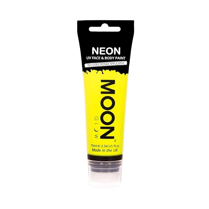 Moon Glow Supersize 2.54oz Blacklight Neon UV Face & Body Paint - Intense Yellow - with sponge applicator